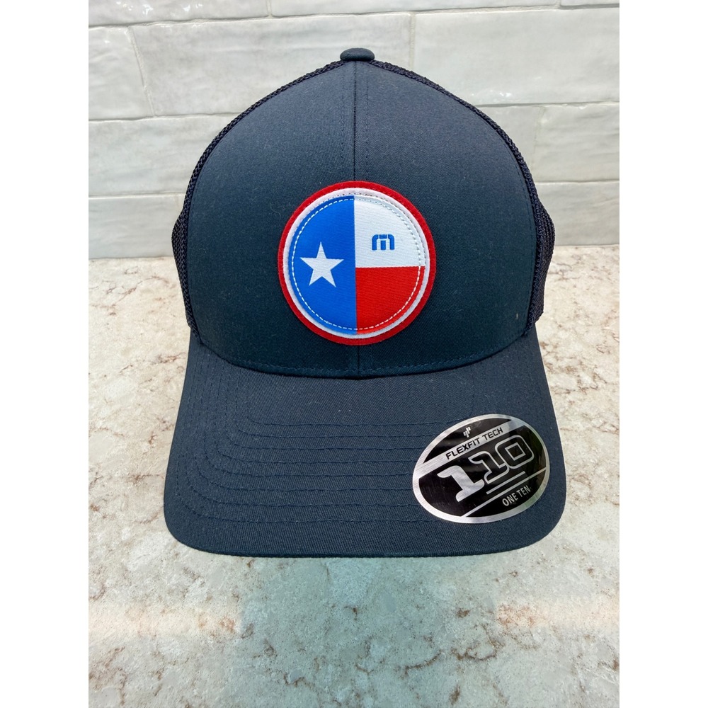 TravisMathew Mens Dark Tide Texas Flag Patch Trucker Hat Navy Blue